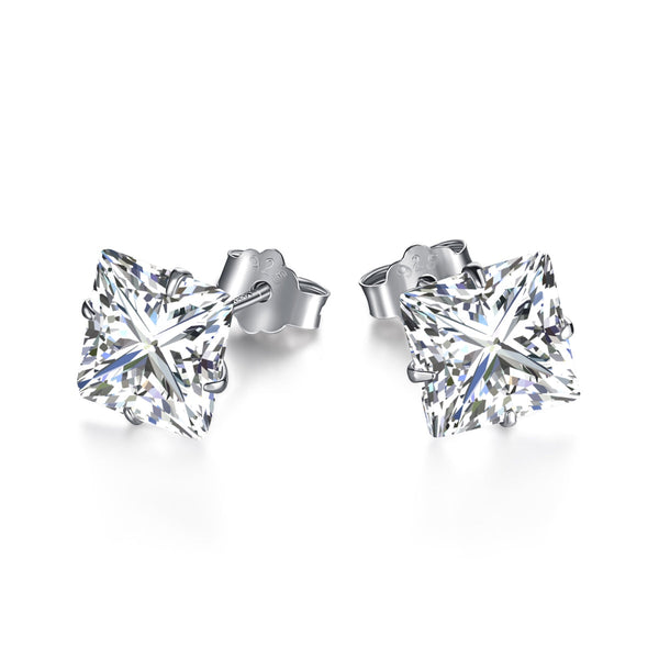 <MAGIC>Stylish Shiny Square Center Stone Stud Earrings
