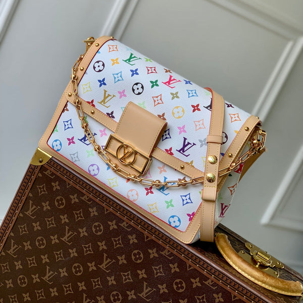LV x TM DAUPHINE SOFT 28 IN COLORFUL MONOGRAM PATTERN AND WHITE COATED CANVAS