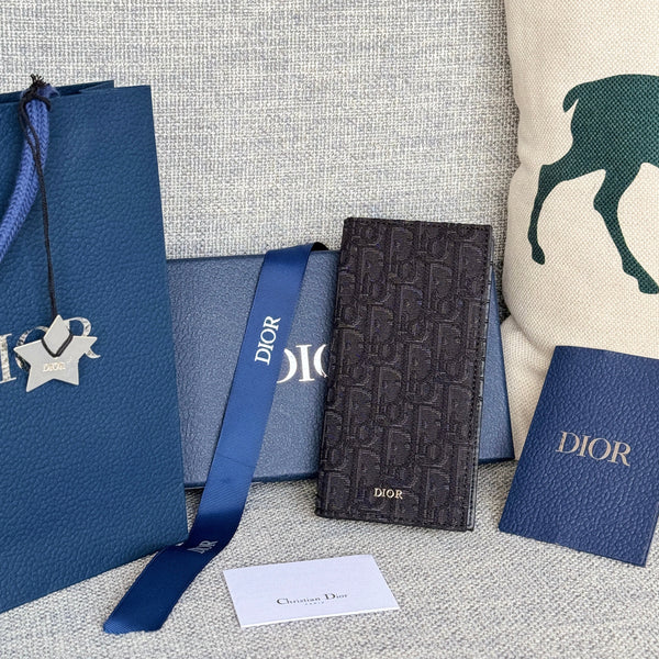 VERTICAL LONG WALLET 19 IN BLACK MONOGRAM OBLIQUE JACQUARD