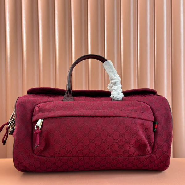 GG SMALL DUFFLE BAG 42 IN ROSSO ANCORA RED GG CANVAS