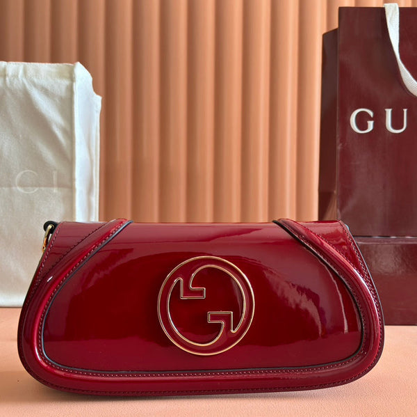 LARGE BLONDIE SHOULDER BAG 29.5 IN RED PATENT CALFSKIN