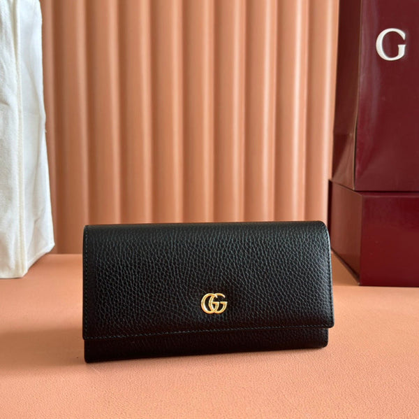 GG MARMONT CONTINENTAL WALLET 19 BLACK IN CALFSKIN