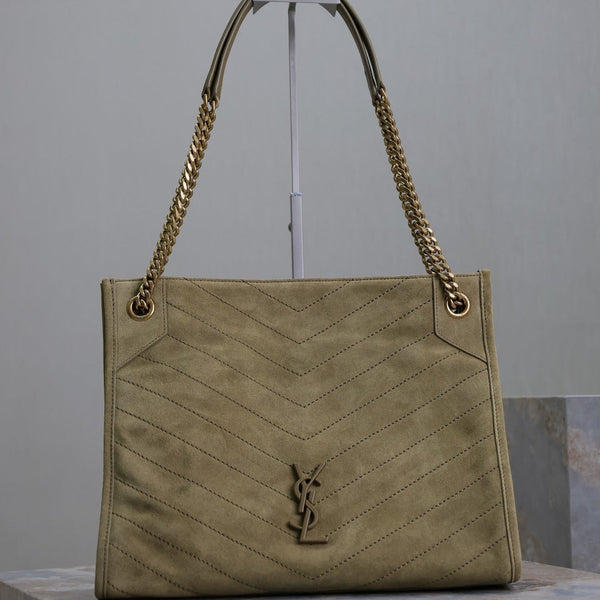 NIKI SHOPPING BAG 33 IN ECRU BEIGE SUEDE GOLD HARDWARE