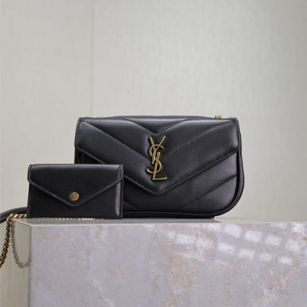 LOULOU MINI 20 IN BLACK SHEEPSKIN GOLD HARDWARE